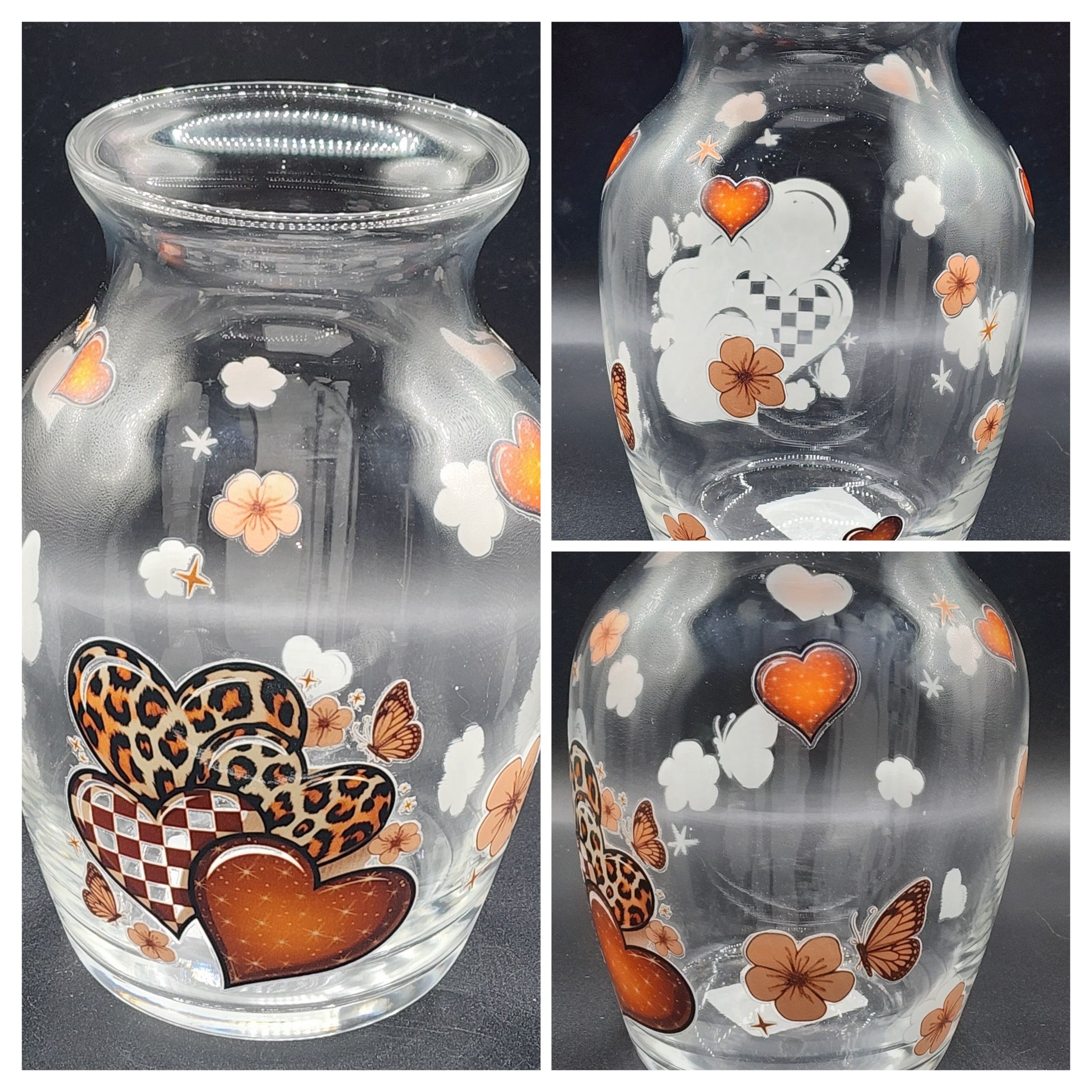 Flower Vase with leopard hearts