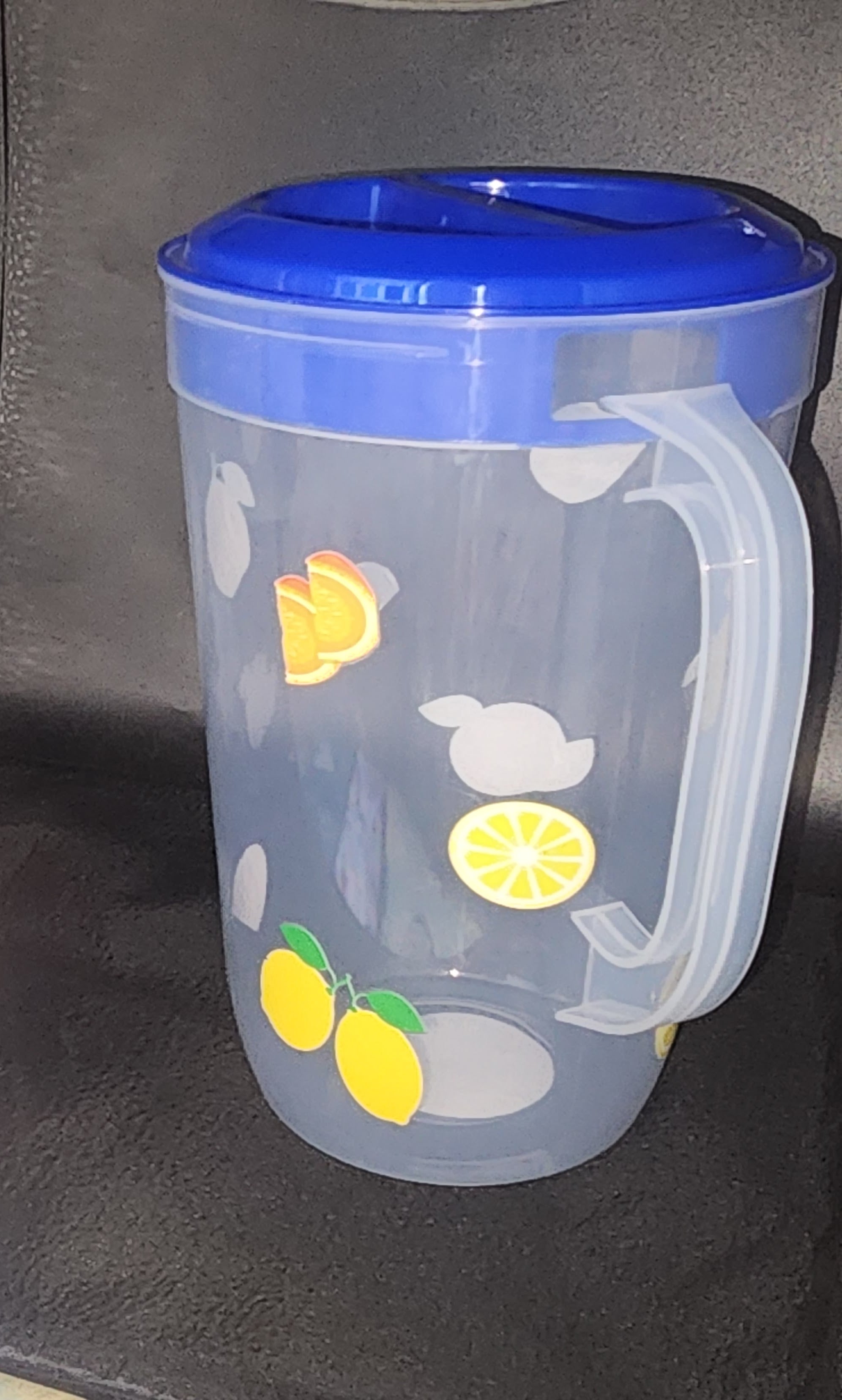 Clear Pitcher with fruit stickers