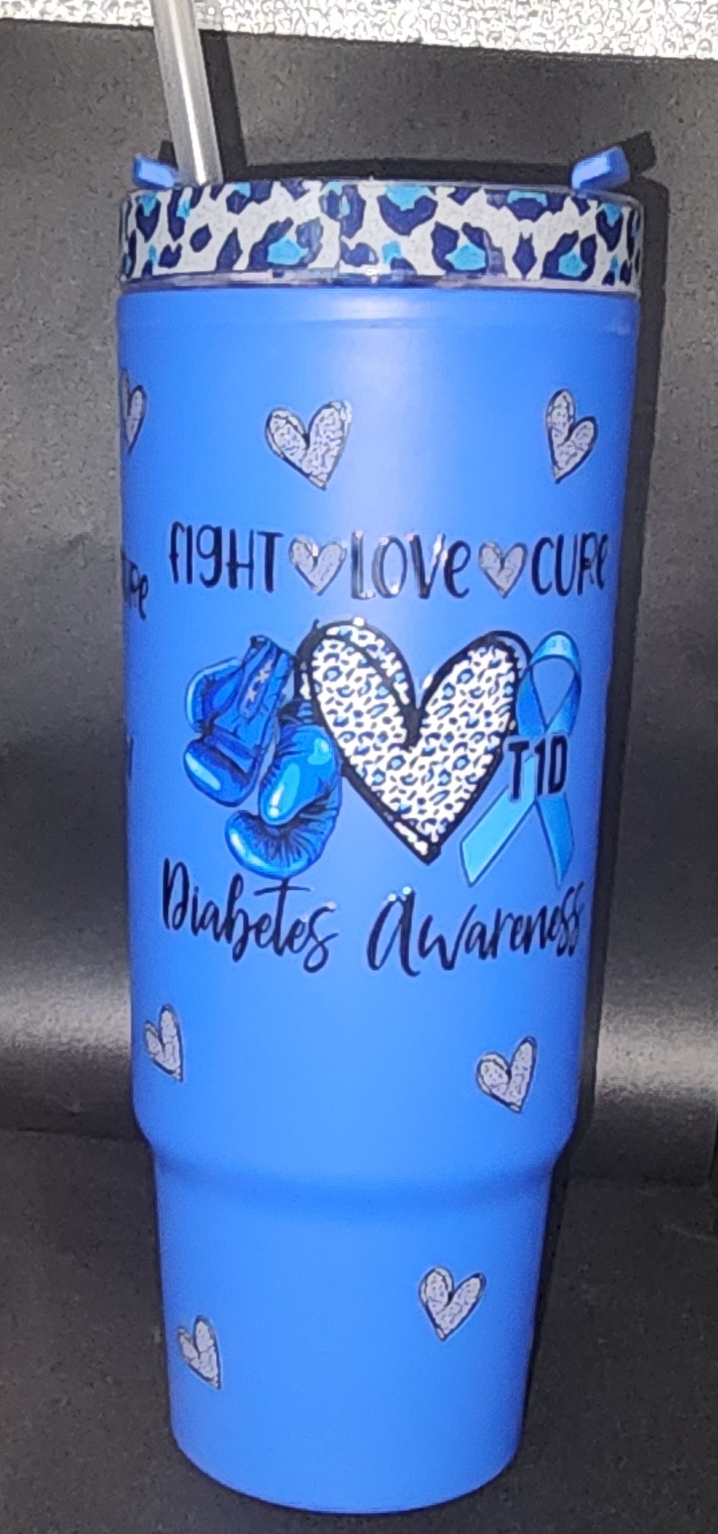 Blue Tumbler for Diabetes Awareness