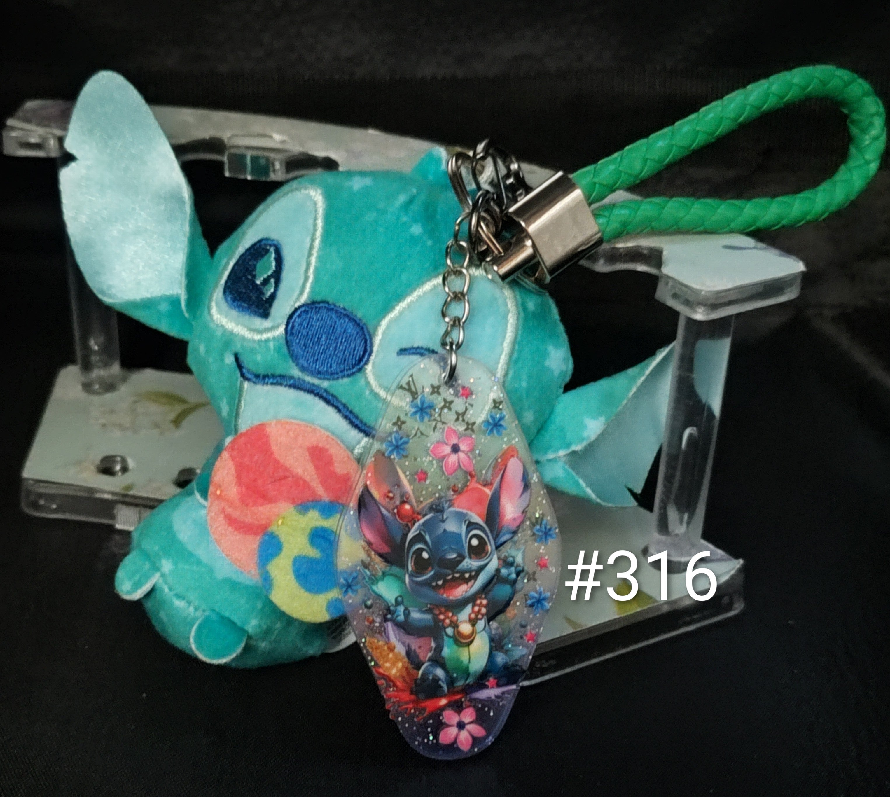 Blue stuffed Stitch Keychain #316
