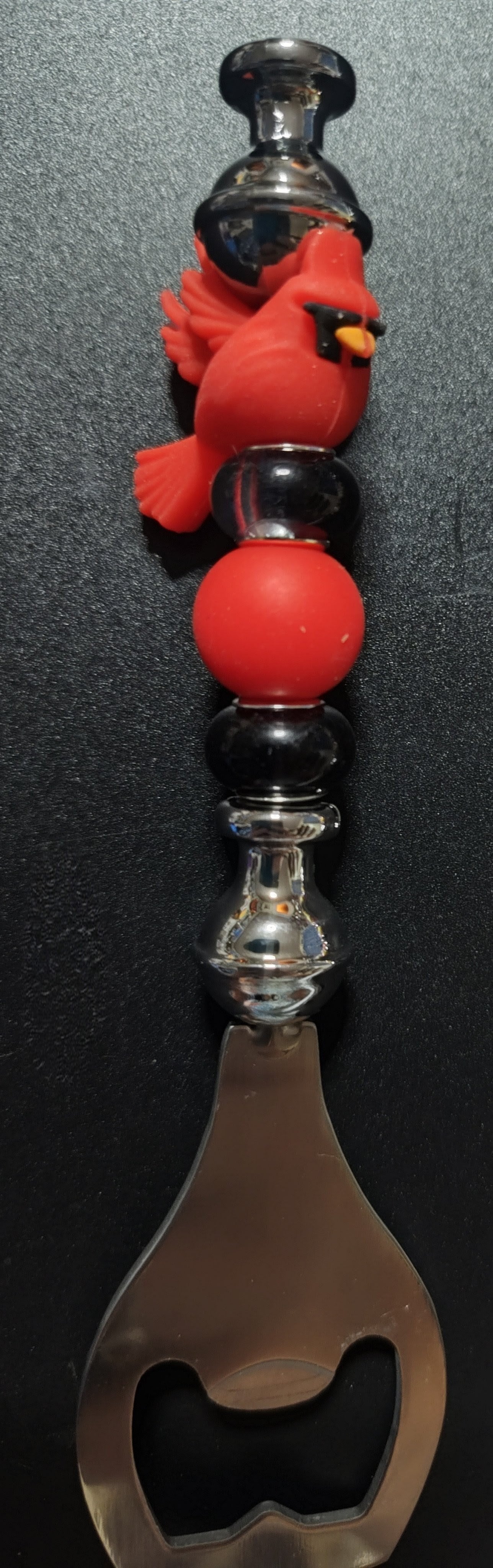 Red Cardinal Silver Bottle Opener
