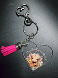 Heart Keychain with Cow Stickers