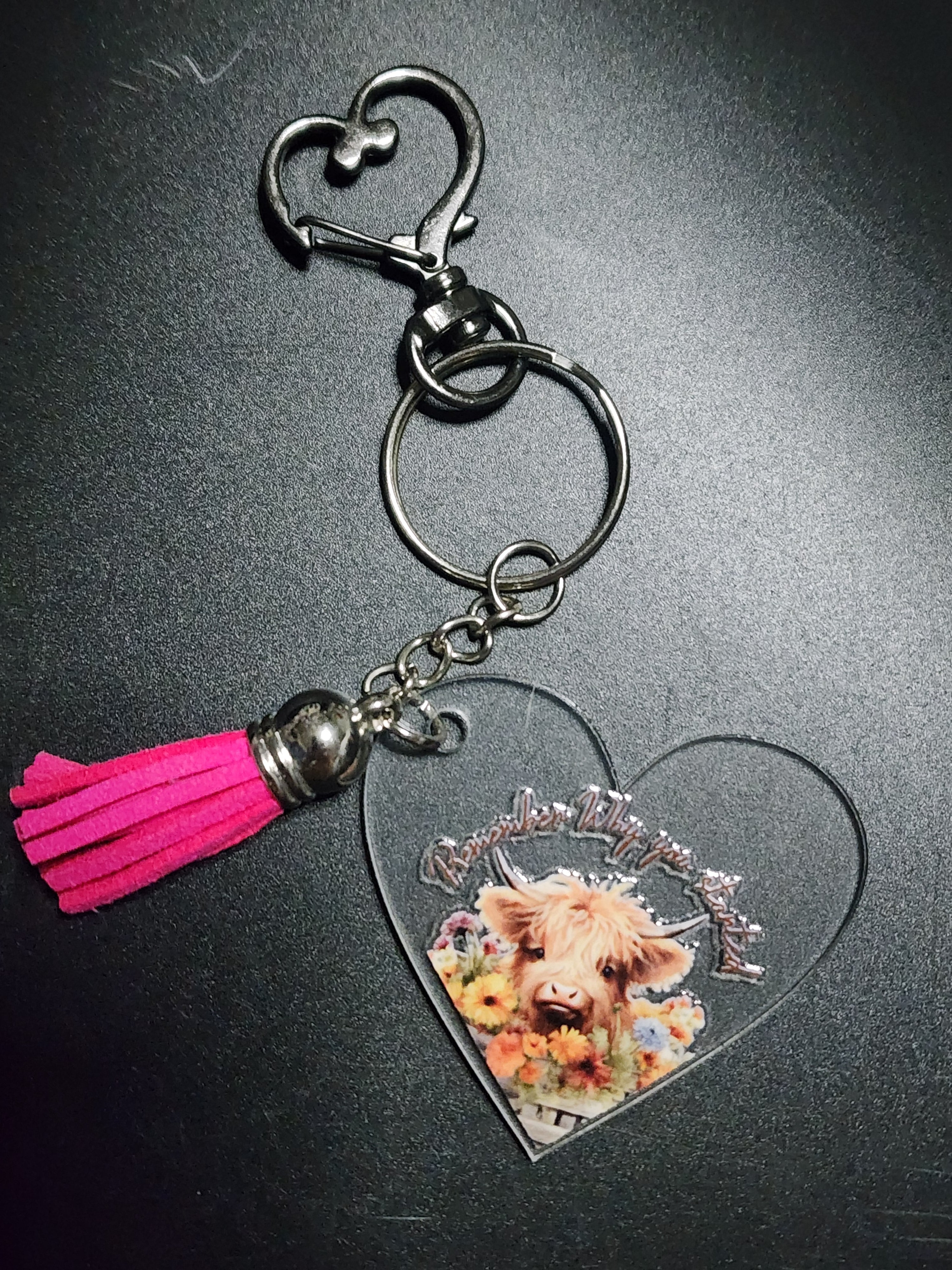 Heart Keychain with Cow Stickers