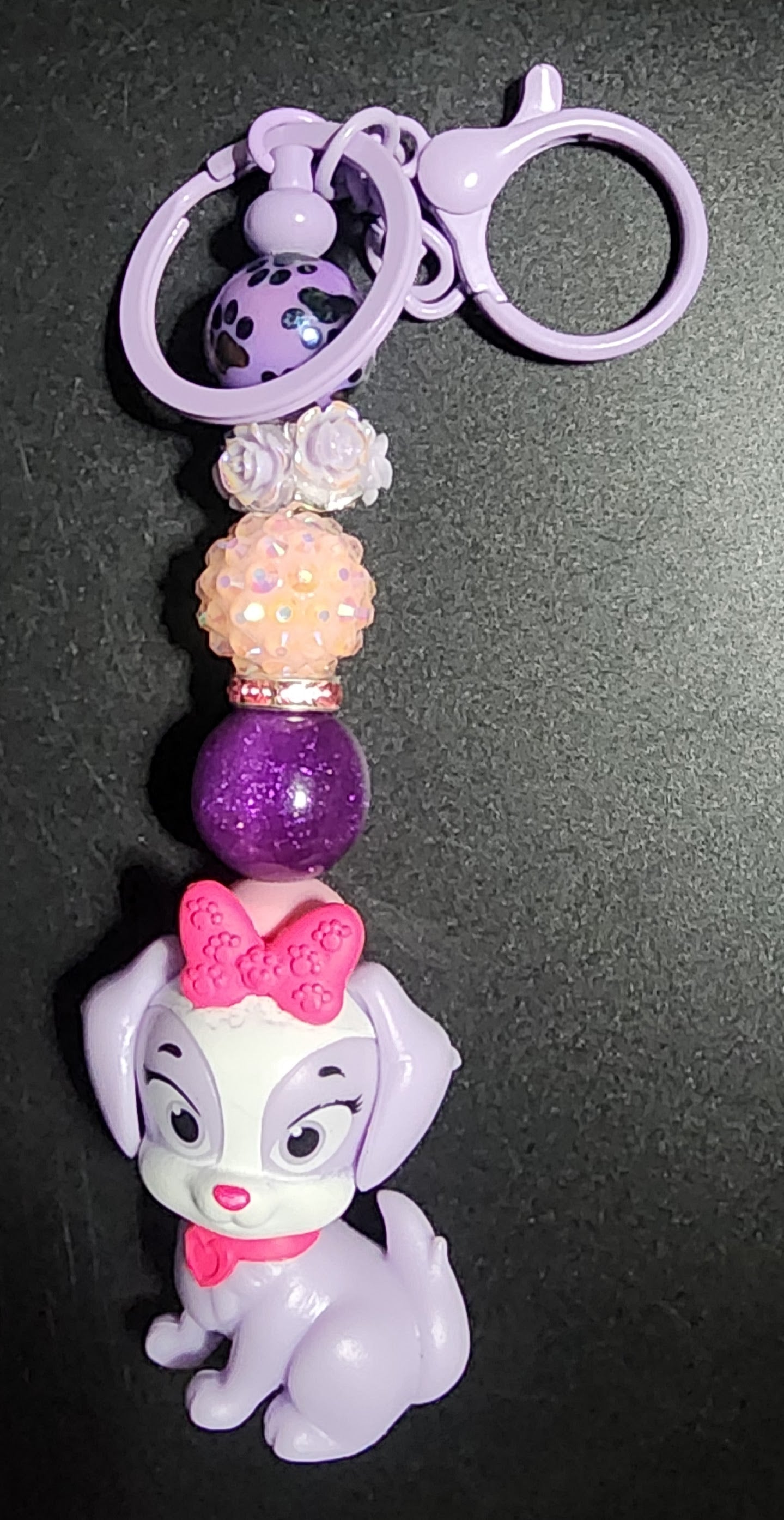 Grey and White Dog Keychain