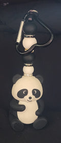 Panda bear on black heart keychain
