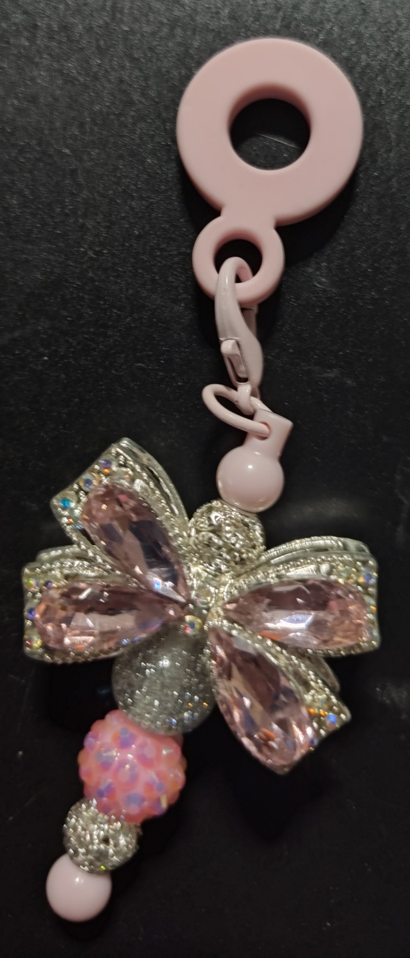 Pink bow straw charm