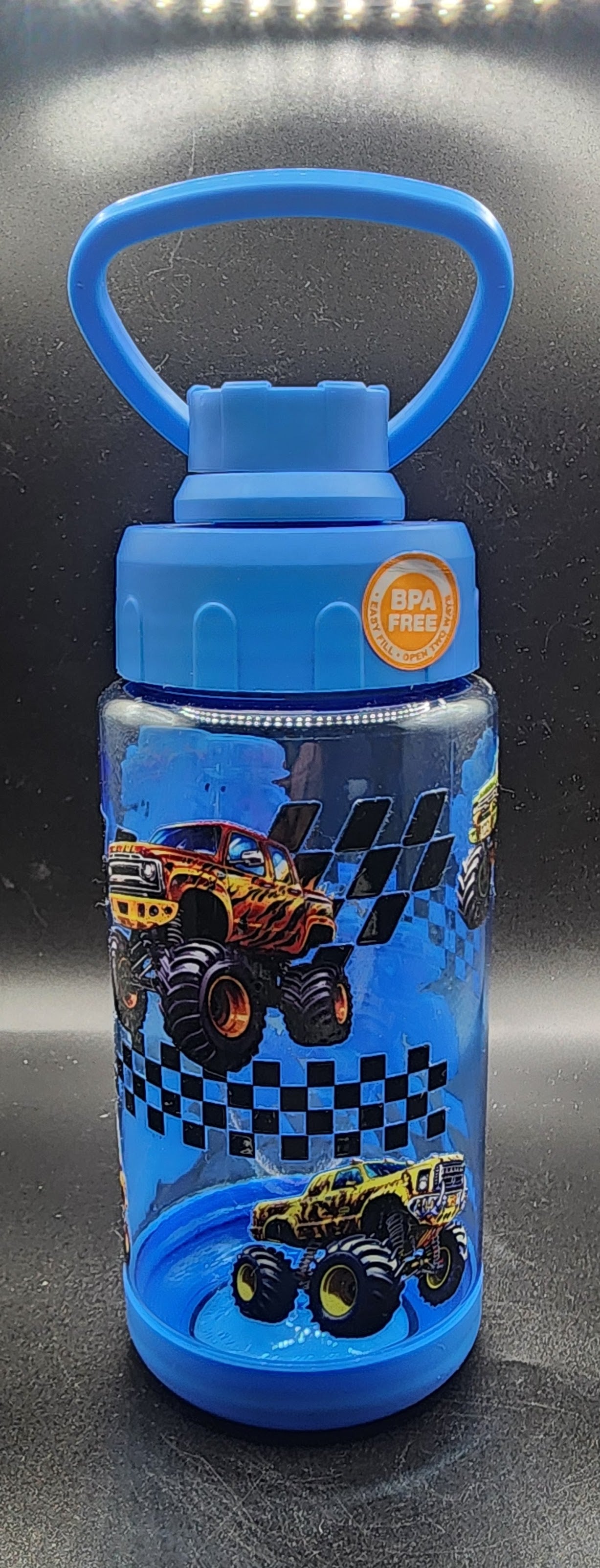Blue Water Bottle w/Monster Truck
