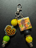 Double Keychain w/Sunflowers and a Cow