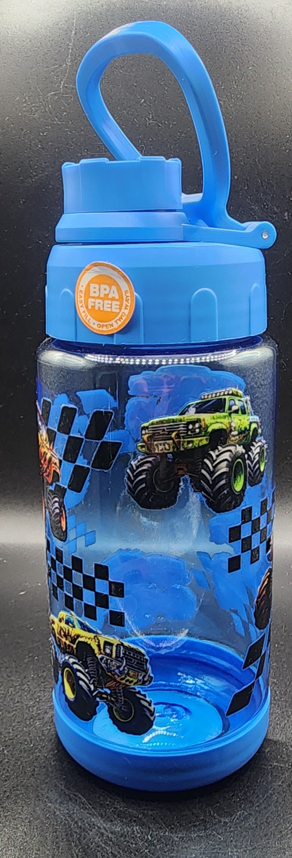 Blue Water Bottle w/Monster Truck